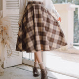Yipinpay New Autumn/Winter Sweet Skirt Women Vintage Plaid Woolen Woven Skirts High Quality Vintage Elegant Skirt Female