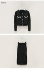 Yipinpay Crop Skirt Two-piece Set Button Long Sleeve Cardigan+midi Skirts Korean fall 2023 Elegant Retro Red Christmas 2pc Sets