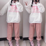 Yipinpay Corduroy Wide Leg Pants Women Overalls Japanese New Soft Girl Cute Rabbit Print Student High Waist Loose Trouser Female