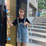 Yipinpay For Women Summer Denim Shorts Raw Edge Ripped Korean Style Jeans Pants Blue High Waist Baggy Casual Y2k Fashion Shorts