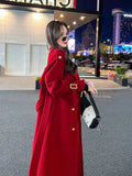 Yipinpay Temperament Ladies High-end Suit-style Woolen Coat Women's Autumn and Winter New Mid-length Single-breasted Design Woolen Coat