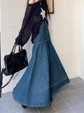 Yipinpay Long High Waist Versatile Fishtail Denim Skirt Woman