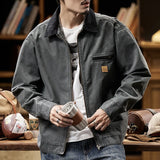 Yipinpay Autumn/Winter Detroit Washed Old Canvas Jackets Felt Style mens jacket Japanese Streetwear Korean Fashion Harajuku