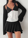 Yipinpay Women Vintage Retro Camisole Sleeveless Tops V-neck Backless Lace Patchwork Dots Print Summer Vest for Party Club