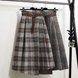 Yipinpay Vintage Designer Long Skirt Women Y2k Knee Length Tartan Plaid Maxi Skirts Casual Fashion Elegant High Waist A-line Skirt