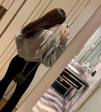 Yipinpay Lapel Double Zipper Cardigan Candy Sueters Mujer Pull Jumpers Y2k Clothes Oversized 2023 Sweaters for Women Black Fall Lazy