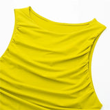 Yipinpay White Crop Top Women Ruched Sleeveless Tank Top Y2k Streetwear Sexy Tops Woman Fashion 2023 Beach Summer Going Out Tops