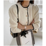 Yipinpay Cashmere Fleece Knitted Cardigan Y2k Clothes Autumn Korean Fashion Pull Femme Cropped Cardigan Women Pink Sweater Mujer