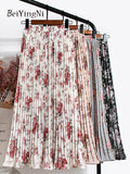 yipinpay Women Vintage New Fashion Skirt Elastic High Waist Pleated Leisure Retro Skirt Female Streetwear Luxury Faldas Clothes