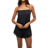 Yipinpay Women's Vintage 2 Piece Summer Retro Lounge Set Sleeveless Lace Floral Cami Tops + Sheer Shorts Sleepwear Pajama Sets