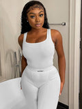 Yipinpay Summer Sleeveless Fitness Jumpsuit Women Rompers Rib Knitted O-Neck Letter Sexy Jumpsuits Femme Casual Sporty Overalls