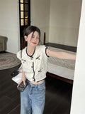 Yipinpay Chic Button White Feather Shirt Women Tassel Cardigan Blusas Mujer De Moda Korean Y2k Tops New Spring Blouse Shirts Vest