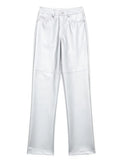 Yipinpay Faux Leather Pants Women High Waist Silver Wide Pants Female Fashion Casual Baggy Pants Y2k Streetwear Woman Trousers