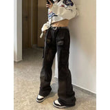 Yipinpay Girl Baggy Y2K Jeans Women's Low Waist Jeans 2023 Autumn Winter Oversize Wide Leg Baggy Pants Casual Cargo Trousers Woman