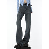 yipinpay Blue High Waist Women Jeans American Fashion Streetwear Wide Leg Jean Female Denim Trouser Straight Baggy Denim Pants