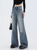 Yipinpay Blue Jeans Women Y2k Streetwear Korean Fashion Straight High Waist Jean Pants Ladies Baggy Wide Leg Denim Trousers New