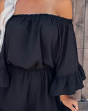 Yipinpay Woman Jumpsuits Elegantoff Shoulder Ruffle Hem Bell Sleeve Romper Casual Vacation New Fashio Female Clothing Outfits