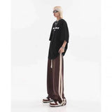 Yipinpay Vintage Punk Style Drawstring Women Unisex Sweatpants Loose Casual Harajuku Long Trousers Y2k Baggy Wide Leg Pants