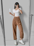 Yipinpay Baggy Sweatpants Women New High Waist Elastic Straight Loose Sports Pants Woman 7 Colors Spring Summer
