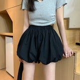 Yipinpay Summer Elastic Band Shorts Pants For Women Summer Casual Korean Female Black White Loose Pumpkin Bloomer Short Pants Mujer