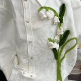 Yipinpay Long Sleeve 3D Flower Shirt Blusa Feminina White Blouses for Women Fashion 2023 Embroidery Tops Lady Casual Shirts