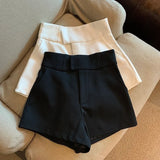 Yipinpay White Tailored Trousers Short Hot Casual High Waist Black Shorts Pants Women Wide Leg Bottom Y2K Streetwear Ropa Mujer