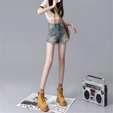 Yipinpay 2000s y2k Sexy Women Light Blue Shorts Jeans High Waisted Denim Shorts Femme Vintage Do Old Short Skinny Pants Ladies Ins