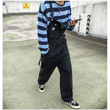 Yipinpay Men Denim Jumpsuit Straight Jeans Hip Hop Big Pocket Wide Leg Cargo Pants Fashion Casual Loose Male's Rompers Trousers