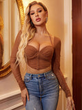 Yipinpay Quality Long Sleeve Corset Top Y2k Women 2023 New Arrivals Summer Top Sexy Female Crop Top For Party Club Streetwear