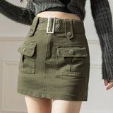 Yipinpay Women Summer Cargo Skirt High Waist Korean Version Y2k Fashion Casual Denim Skirts Style Pants Vintage A-line Women's Clothing