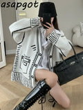 Yipinpay Temperament Loose V Neck Graffiti Cardigan Knitted Jacket Long Autumn Winter Knitted Sweaters Tops Fashion Casual Pull