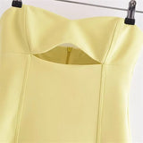 Yipinpay Cut Out Corset Dress Woman Yellow Off Shoulder Mini Dress Women Summer Sexy Short Dresses For Women Backless Party Dresses
