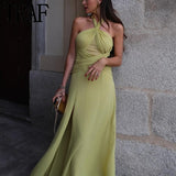 Yipinpay Halter Long Dress Women Summer Backless Dress Woman Off Shoulder Elegant Party Dresses For Women 2023 Sexy Evening Dresses