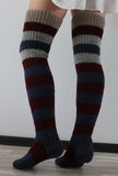 Yipinpay Knitted Stockings Adults Women Autumn Winter Leisure Style Mixed Color Stripes Knee-High Socks Long Stockings Fashion