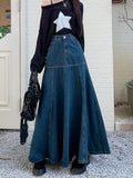 Yipinpay Long High Waist Versatile Fishtail Denim Skirt Woman 911