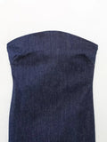 Yipinpay Blue Denim Dress Woman Off Shoulder Corset Dress Women Bodycon Long Dresses For Women 2023 Midi Elegant Party Dresses