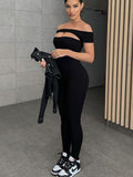 Yipinpay Solid Color New Sportswear Casual Jumpsuit Women Hollow Out Shoulder Tight Sexy Jumpsuit Femme Fitness Jumpsuit Workwear