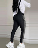 Yipinpay Decor Buckled Suspender Jumpsuit 2023 Woman Long Jumpsuits Elegant New Fashion Casual