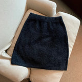 Yipinpay Mujer Moda Slim Sexy High Waist Wrap Hip Black Furry Skirt Women Mini Autumn Winter Bottom Wild Woolen Elegant Korean