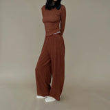 Yipinpay Women's Y2K Retro Vintage 2Pcs Pajamas Set Outfits Mini Dot/Floral Print Long Sleeve Tops +Long Pants Loungewear Suit