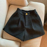 Yipinpay Autumn Winter High Waist Woolen Shorts Women Straight Loose Wide Leg Pantalones Cortos De Mujer Cargo Y2k Shorts