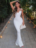 Yipinpay MO Hollow Out Backless Spaghetti Strap Maxi Dress For Women 2023 Summer Sleeveless Sexy Slim Dress Party Club Vestido