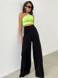 Yipinpay Elegant Yellow Formal Trousers Women High Waisted Wide Leg Pants Female Office Work Spring Long Pants Solid Pockets