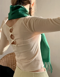 Yipinpay Wear Bow Cut Out Design Slim Long Sleeved T-shirts Y2k Clothes 2023 Shirts for Women Knit Top Grunge Aesthetic Graphic