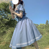 Yipinpay Style College Style Dress Women 2023 Summer New Student Loose Navy Collar Fairy A-line Woman Dress Vestido Feminino