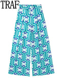 Yipinpay Printed Wide Pants Woman High Waist Casual Pants Sets Streetwear Baggy Pants For Women 2023 Summer Wide Leg Trousers