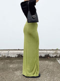 Yipinpay Vintage 90s Straight Long Skirt Women Y2K Sexy Solid Slim Elastic Waist Pencil Maxi Skirt 2000s Aesthetic Streetwear