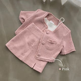 Yipinpay Chic Summer Elegant Round Short Sleeve Pink Tweed Jacket Short Tassel Shirt Mini Skirt Sets 2023 Fashion