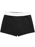 Yipinpay Black Shorts Women High Waist Mini Skirt Shorts Woman Fashion 2023 Contrast Waist Skorts For Women Streetwear Casual Shorts