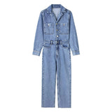 Yipinpay 2023 Woman Denim Jumpsuit Women's Jeans Overalls Long Sleeve Women Elegant Long Jumpsuits Y2k Streetwear Summer Jumpsuit